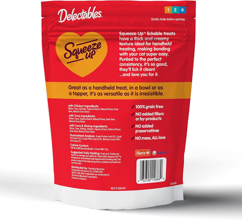 Hartz Delectables Squeeze Up Interactive Lickable Wet Cat Treats, Tuna & Shrimp, 24 Count