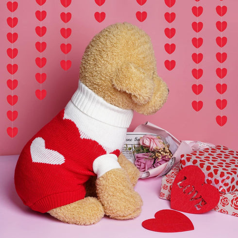 Pet Dog Knitted Sweaters Turtleneck Pajamas, Soft Winter Warm Clothing for Dogs and Cats, Valentine Christmas Apparel