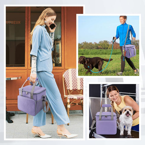 SMYV Pet Grooming Bag for Dog Grooming Supplies, Dog Tote Travel Bag for Pets Grooming Tools Kit Accessories - Light