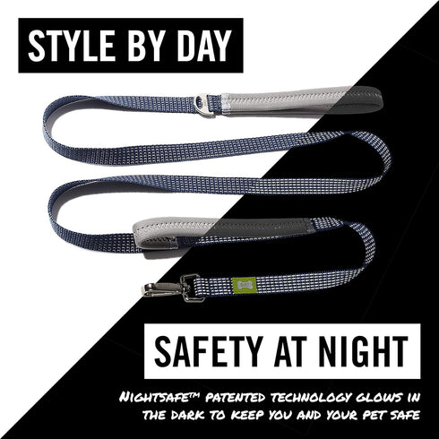 BUILT Pet Nightsafe Dog Leash, Medium, Navy and Yellow
