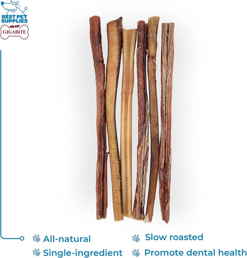 12"), Pack 6 GigaBite Bully Sticks for Dogs All Natural Beef Pizzle Dog Chews, Odor & Rawhide Free Dog Treats, Long