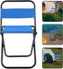 Compact Folding Camping Chair with Backrest, Small Portable Outdoor Fishing Stool for Adults, Lightweight Blue Foldable