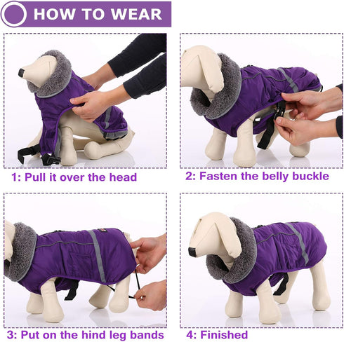 QBLEEV Warm Dog Coat - Reflective, Waterproof Winter Turtleneck Jacket for Cold Weather, Christmas Vest