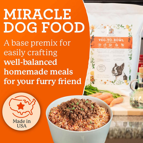 Dr. Harvey's Veg-to-Bowl Fine Ground Dog Food, Human Grade Dehydrated Base Mix, Grain Free Holistic Mix for Small Dogs