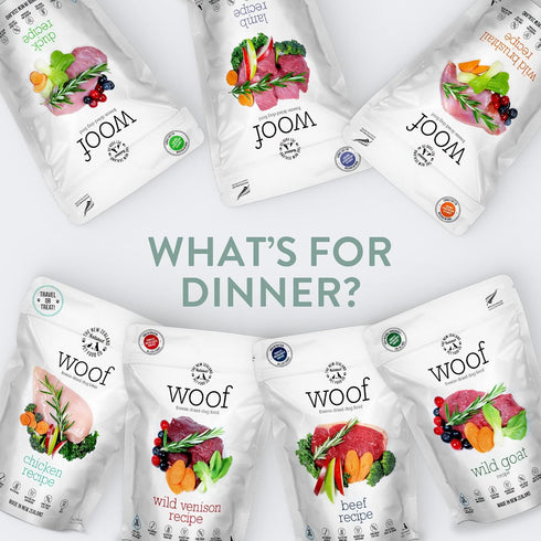 Woof Freeze Dried Dog Food - Chicken Recipe, High Protein Dog Food Topper & Treats, All Life Stages, 1.76 oz