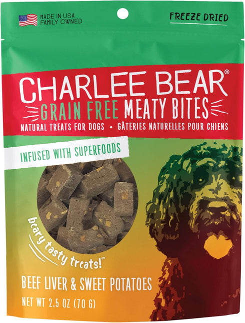 Charlee Bear Meaty Bites Dog Treats, Beef Liver & Sweet Potatoes, 2.5oz