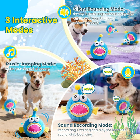 Interactive Dog Toys, Self Moving Dog Toy to Keep Them Busy, Electronic Vibrating Dogs Toy/Squeaky Bouncing Ball