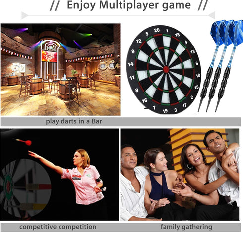 Professional Soft Tip Darts Set - 20 Grams, 30 Darts Plastic Tip, 50 Rubber O-Rings, Aluminum Shafts, 6 Flights,
