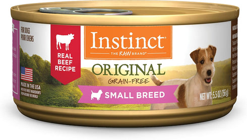 Instinct Original Small Breed Grain Free Real Beef Recipe Natural Wet Canned Dog Food, 5.5 oz. Cans (Case of 12)