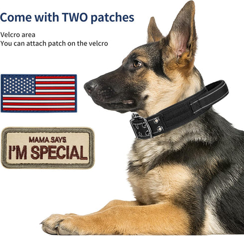 Tactical Dog Collar for Medium and Large Dogs, Adjustable Military Collar with Soft Padded Handle, Heavy Duty Double