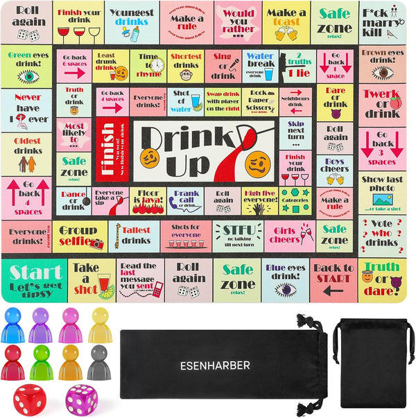 ESENHARBER Drink Up Board Game, Drinking Games for Adults, Ideal for Girls