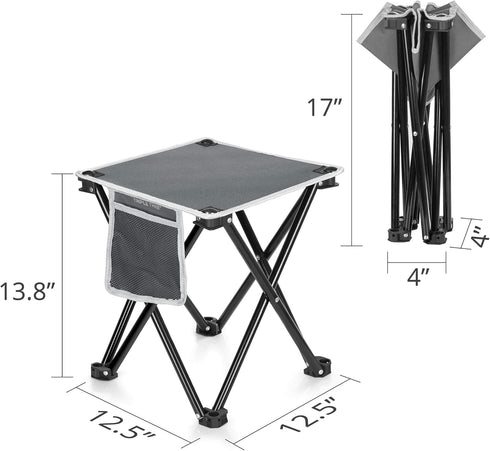 Zaboro 1 Pack 13.8 Inch 400lbs, Triple Tree Folding Camping Stool, Small Portable Lightweight Stool with Side Pocket
