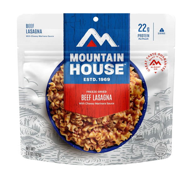 Mountain House Beef Lasagna | Freeze-Dried Food for Camping, 2 Servings, 30-Year