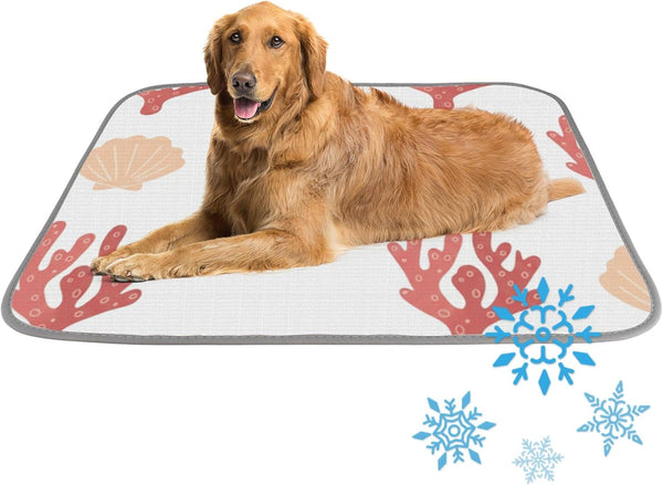 imiBBWQu Cooling Dog Bed Seaweed Red White Dog Outdoor Mat Washable Ice Pad