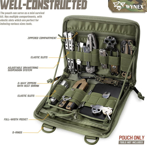 WYNEX Tactical Folding Admin Pouch, Molle Tool Bag with U.S Patch, Utility Organizer