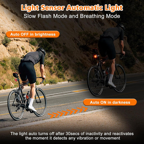 300 220Adjustable 1000M IP65 NineLeaf Smart Brake Sensing Rear Bike Lights, Bicycle Tail Light, Bike Lights for Night