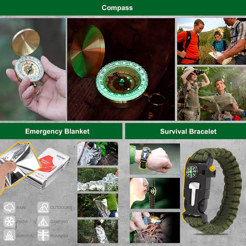 Gifts for Men Dad Husband, 27 in 1 Survival Kits Camping Accessories Tactical Gear for Outdoor Adventure