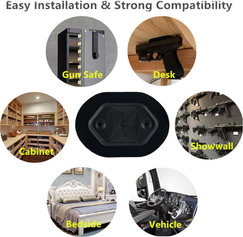 35lbs Car Gun Magnet Mount | Neodymium Magnetic Gun Holster | No Drill Adhesive Tape for Truck/Vehicle | Ultra Slim