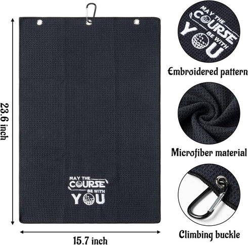 R HORSE 2Pcs Golf Towels for Men - Funny Embroidered Gift for Dad and Grandpa, Microfiber with Clip