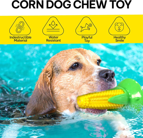 Dog Chew Toys for Aggressive Chewers – Interactive Squeaky Corn Toys for Small Medium Large Breeds, Teething, Grind