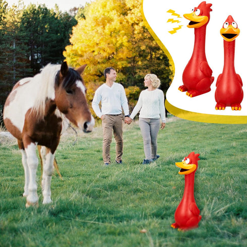 Hungdao 1 Pcs Horse Toys, Latex Squeaky Chicken Squeak Balls, Turkey Balls for Horses, Noise Maker Squeaker (Red)
