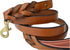 Leather Braided Dog Leash, Tan and Coral, 6 Feet x 3/4 Inch Wide, Genuine Leather