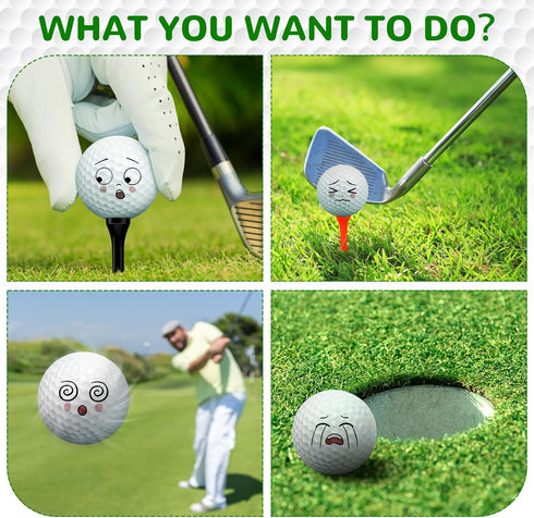 Syhood 12 Pcs Funny Golf Balls, Emotion Face Novelty Golf Balls, Cute Golf Accessories for Boys Girls