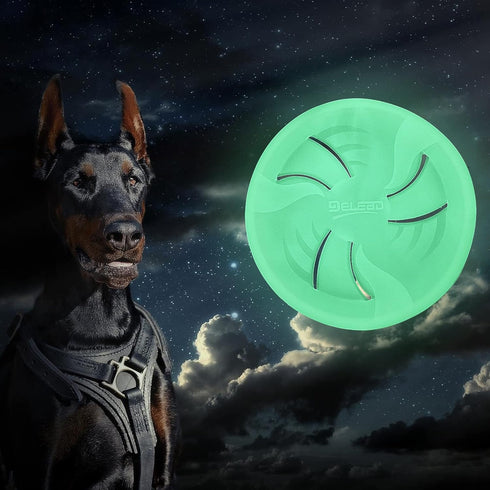Glow-in-The-Dark Dog Flying Discs - Interactive Soft Lightweight Catch and Fetch Toys for Medium Large Dogs