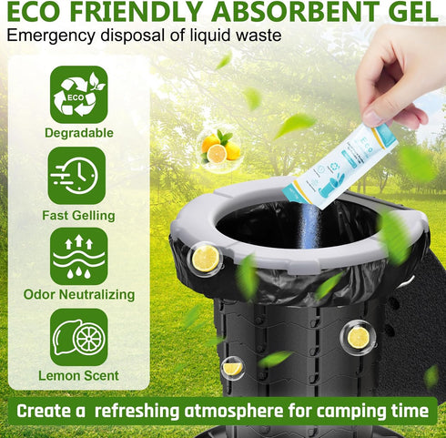 60 Count Set, 8 30 1 BLIKA Camping Toilet Bags Eco Absorbent Gel Portable Toilet Bags with Gel, Gallon, Liter, Heavy