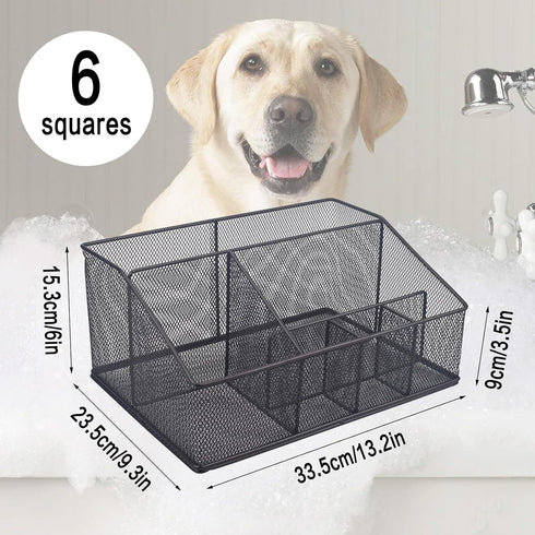 6-Compartment Blanket,Shampoo,Trimmer,Clipper,Brush Universal Pet Grooming Supplies Organizer, Dog Storage Organizer