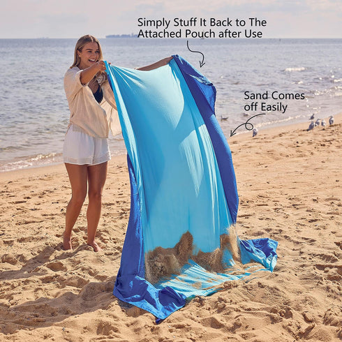 WEKAPO Beach Blanket Sandproof Waterproof, Extra Large Beach Mat, Oversized & Compact Sand Free, Quick Drying Beach