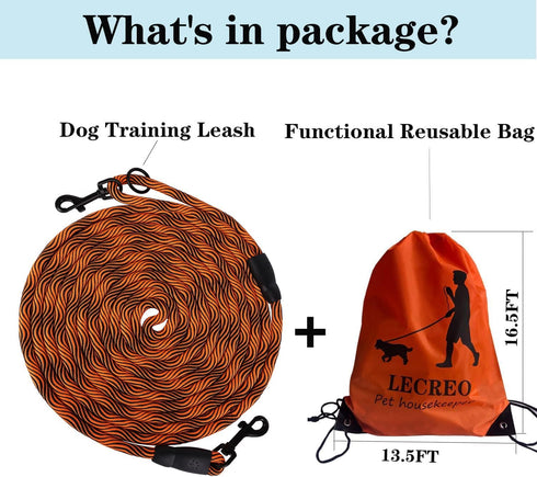 Long Dog Leash 16FT/30FT/50FT Recall Training Rope, Heavy Duty Lead for Large, Medium, Small Dogs Playing or Camping