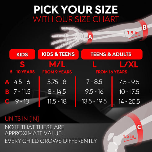 SKATEWIZ Skate Pads for Kids 8-14, Smash Size S in Black, Knee Pads for Roller Skating