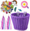 Kid's Bicycle Basket Streamers Set, Wicker Handlebar Basket with Colorful Streamers, Bell, Stickers