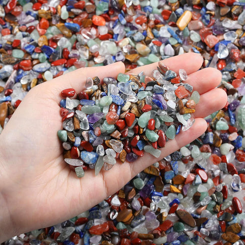 Decorative Tumbled Gravel, Chakra Colorful Crystals Chip, Polished Natural Gem Aquarium Gravel Rocks 100g.
