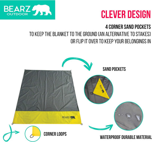 Pocket Blanket, Waterproof Sandproof Beach Blanket, Lightweight & Compact for Hiking, Camping, Travel