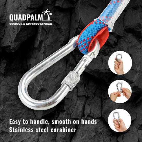 Grappling Hook with 10m Rope - Multifunctional QUADPALM Grapple Hook with 4 Stainless Steel Folding Claws