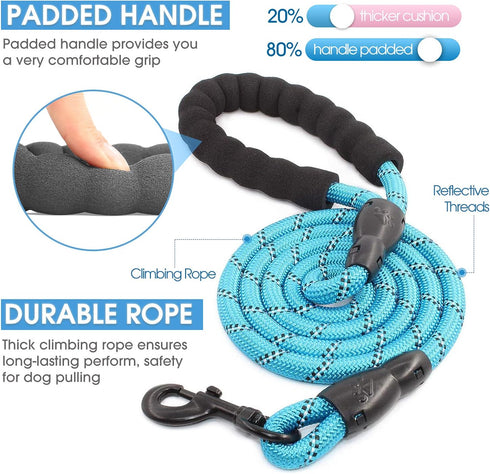 BAAPET Dog Leash, 2/4/5/6 FT with Comfortable Padded Handle, Reflective Threads for Small Medium Large Dogs (5FT-1/2'',