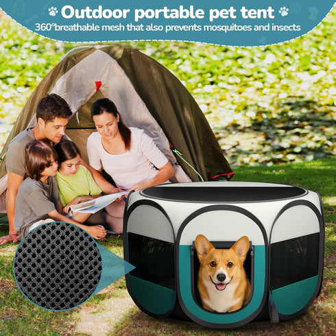 Foldable Puppy Playpen Indoor for Cat - Portable Cats Dogs Kennel Pop Up Cat Playpen for Small Pets Kitten Outdoor