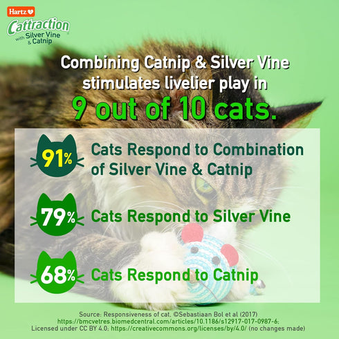 Hartz Cattraction Crinkle Mice with Silver Vine & Catnip - 10 Count