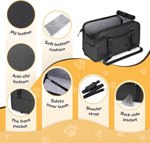 (Width9.5in) 10-18lbs, YUDODO Large Dog Car Seat for Center Console Fits Anti-Slip Puppy Cat Travel Portable Booster