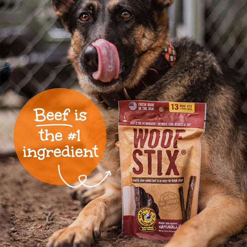 Happy Howie's Woof Stix - Natural Healthy Dog Treats, Flavorful Slow Cooked Beef Stick, Hormone Free (Pack of 1)