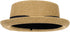 Pork Pie Hat for Men and Women, Classic Khaki Boater Derby Sun Hat with Grosgrain Band