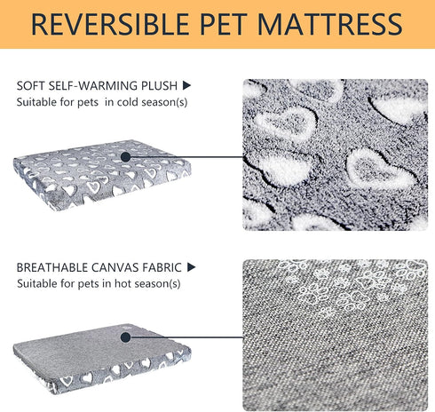 VANKEAN Reversible Dog Crate Mat, Stylish Bed with Waterproof Linings for Small to XX-Large Dogs - Grey