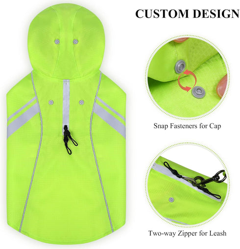 VIVAGLORY Dog Raincoat for Large Dogs, Lightweight Reflective Safety Vest Jackets for Adventures, Bright Yellow