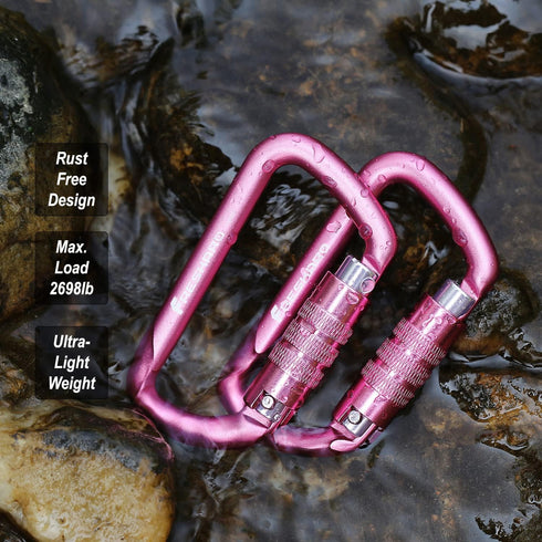 FresKaro 3inch Auto Locking Carabiner Clips, Heavy Duty Keychain Aluminum, Holds 2698lbs, Lightweight, 4 Colors