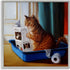 Stupell Industries Funny Cat Litter Box Reading Painting by Lucia Heffernan, Gray Framed Wall Art, 17 x 17, Multi-Color