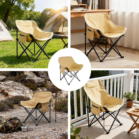 2.2lbs, CTESNELightweight & PortableFolding Camping Chair Outdoor Chair with Side Pocket & Storage Bag, Folding Chair