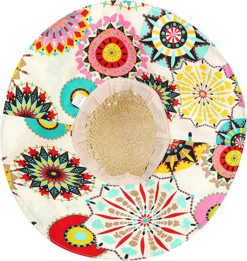 Summer Wide Brim Beach Hats for Women, Anti-UV Flower Floppy Foldable Roll Up Cap