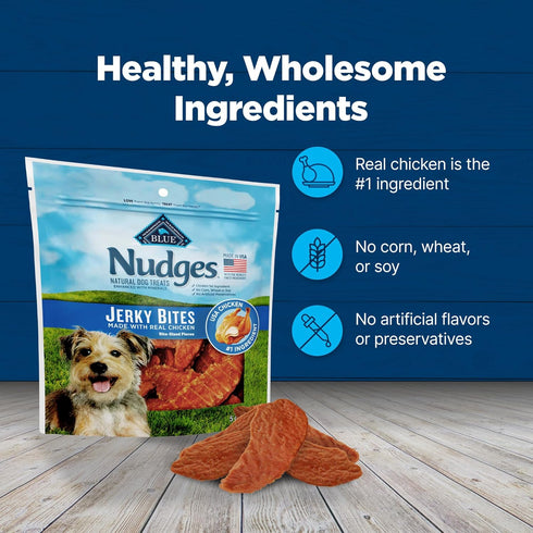 Blue Buffalo Nudges Jerky Bites Dog Treats, Chicken, 5 oz Bag, Made in the USA with Natural Ingredients